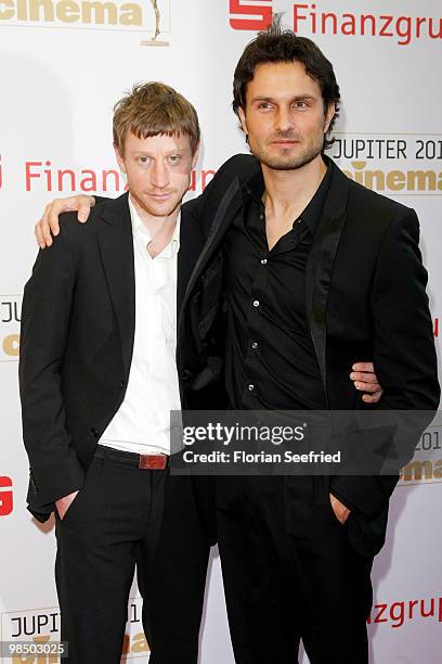 Actor Maxim Mehmet and director, actor Simon Verhoeven attend the 'Jupiter Award 2010' at Puro Sky Lounge on April 16, 2010 in Berlin, Germany.