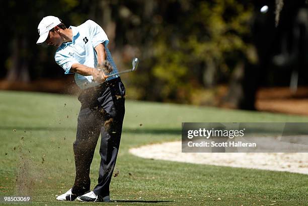 Charles Howell III hits a shot on the 11th hole during the second round of the Verizon Heritage at the Harbour Town Golf Links on April 16, 2010 in...