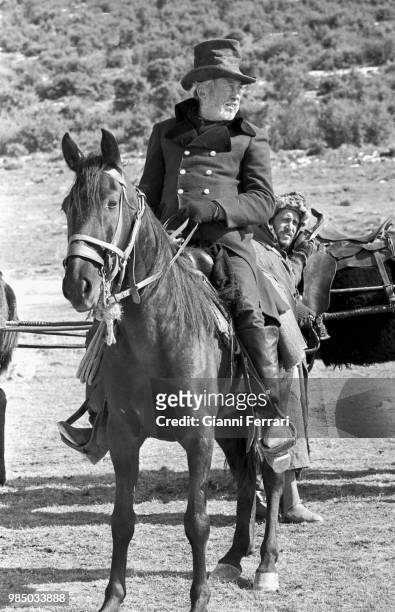 American actor and director John Houston during the filming of the movie 'Man in the wilderness' Covaleda, Soria, Spain. .