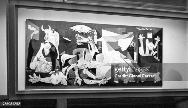 The painting "Guernica" by Pablo Picasso, in the 'Cason del Buen Retiro' Madrid, Spain. .