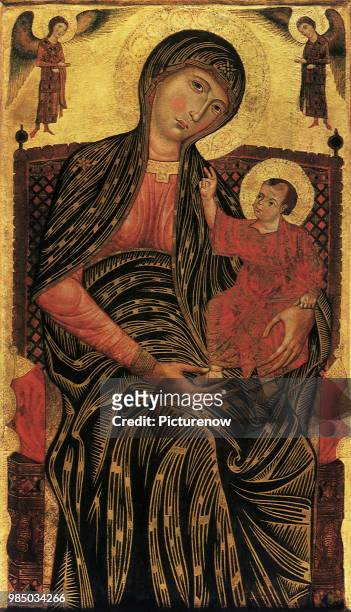Madonna and Child Enthroned with Two Angels, Magdalen Master, The.
