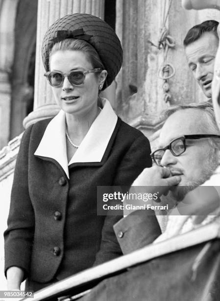 Princess Grace of Monaco attending a bullfigh twith her husband the Prince Rainier of Monaco Sevilla, Spain. .