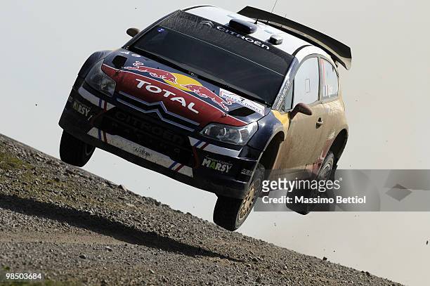 Sebastien Ogier of France and Julien Ingrassia of France compete in their Citroen C4 Junior Team during Leg 1 of the WRC Rally of Turkey on April 16,...