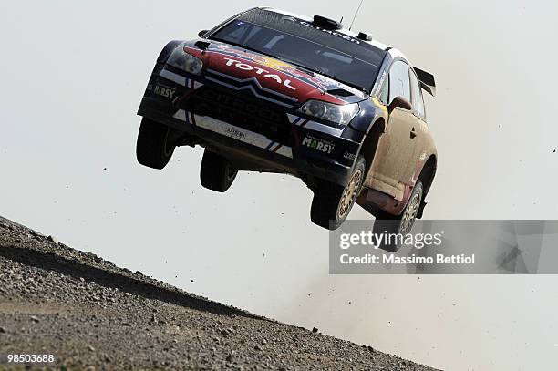 Sebastien Ogier of France and Julien Ingrassia of France compete in their Citroen C4 Junior Team during Leg 1 of the WRC Rally of Turkey on April 16,...