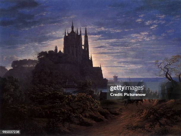 Medieval Town on River 1813, Schinkel, Karl Friedrich.