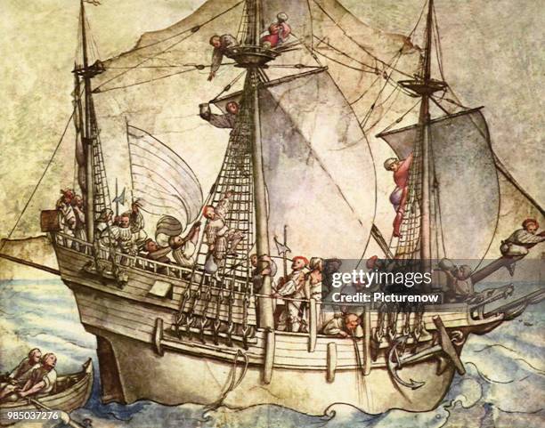 Ship with Armed Men, Holbein, Hans the Elder.