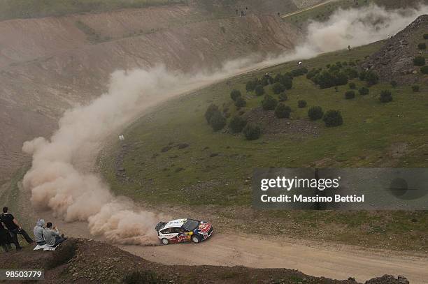 Daniel Sordo of Spain and Marc Marti of Spain compete in their Citroen C4 Total during Leg 1 of the WRC Rally of Turkey on April 16, 2010 in...