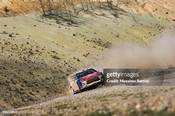 Daniel Sordo of Spain and Marc Marti of Spain compete in their Citroen C4 Total during Leg 1 of the WRC Rally of Turkey on April 16, 2010 in...