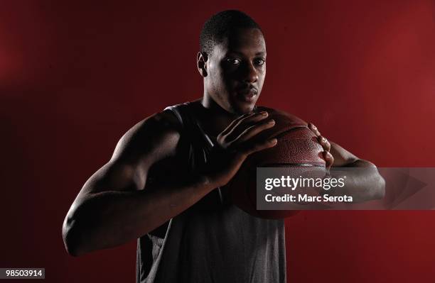 Guard Mario Chalmers of the Miami Heat poses during a photo shoot on April 12, 2010 in Ft. Lauderdale, Florida .