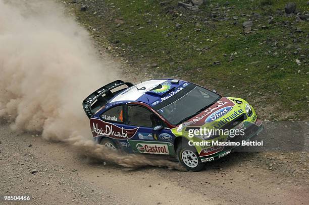 Jari Matti Latvala of Finland and Mikka Anttila of Finland compete in their BP Abu Dhabi Ford Focus during Leg 1 of the WRC Rally of Turkey on April...