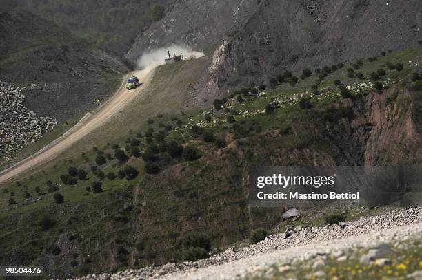 Jari Matti Latvala of Finland and Mikka Anttila of Finland compete in their BP Abu Dhabi Ford Focus during Leg 1 of the WRC Rally of Turkey on April...