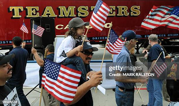 Union members protest outside the British Consulate to support the 560 workers from the Rio Tinto Borax mine in Boron, California who have been...