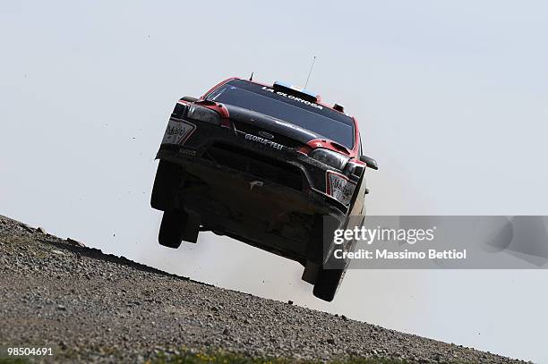 Federico Villagra of Argentina and Jose Diaz of Argentina compete in their Munchis Ford Focus during Leg 1 of the WRC Rally of Turkey on April 16,...