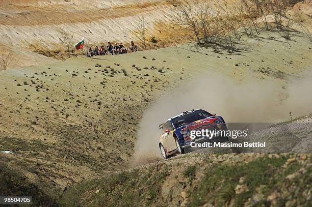 Sebastien Loeb of France and Daniel Elena of Monaco compete in their Citroen C4 Total during Leg 1 of the WRC Rally of Turkey on April 16, 2010 in...