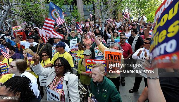 Union members protest outside the British Consulate to support the 560 workers from the Rio Tinto Borax mine in Boron, California who have been...