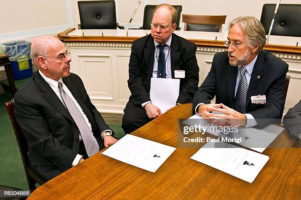 Representative Henry A. Waxman talks with Richard Bengloff and Neil Portnow, Recording Academy President and CEO, at the GRAMMYs on the Hill Advocacy...