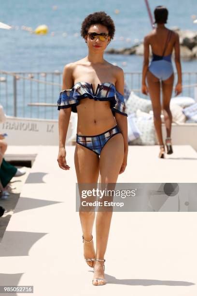 Model walks the runway at the Guillermina Baeza show during the Barcelona 080 Fashion Week on June 25, 2018 in Barcelona, Spain.