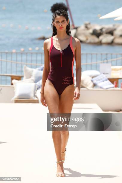 Model walks the runway at the Guillermina Baeza show during the Barcelona 080 Fashion Week on June 25, 2018 in Barcelona, Spain.