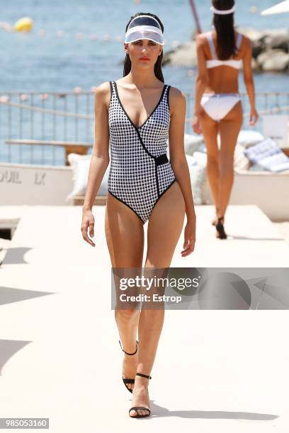 Model walks the runway at the Guillermina Baeza show during the Barcelona 080 Fashion Week on June 25, 2018 in Barcelona, Spain.