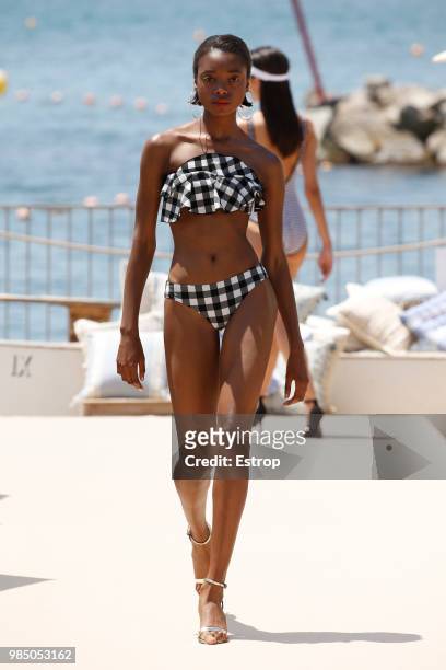 Model walks the runway at the Guillermina Baeza show during the Barcelona 080 Fashion Week on June 25, 2018 in Barcelona, Spain.