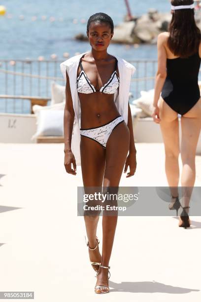 Model walks the runway at the Guillermina Baeza show during the Barcelona 080 Fashion Week on June 25, 2018 in Barcelona, Spain.