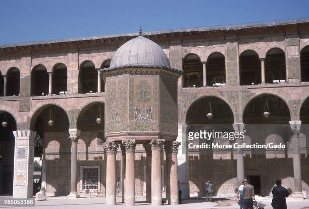View of the Qubbat al-Khazna, known as the Dome of the Treasury, located inside the courtyard of the Umayyad Great Mosque of Damascus, Syria, June,...