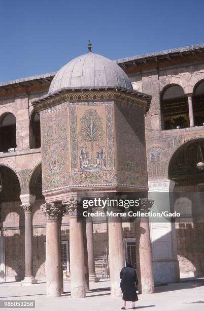 View of the Qubbat al-Khazna, also known as the Dome of the Treasury, located inside the courtyard of the Umayyad Great Mosque of Damascus, Syria,...