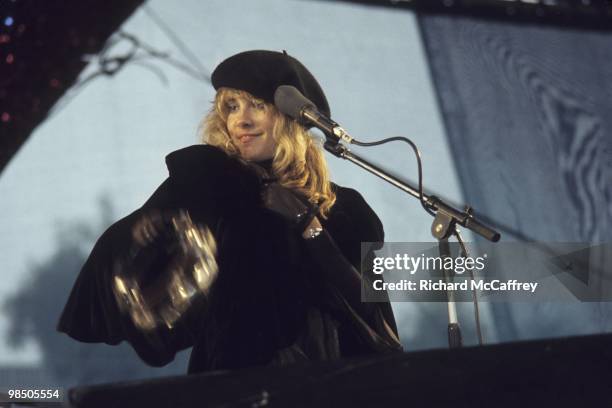 Singer Stevie Nicks of the rock group "Fleetwood Mac" performs onstage in May 1977.