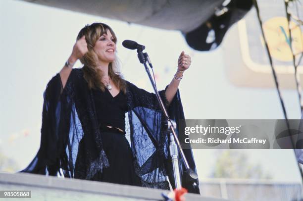 Singer Stevie Nicks of the rock group "Fleetwood Mac" performs onstage in May 1977.