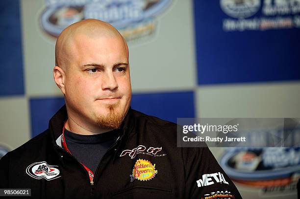 Dallas Cowyboys tackle Marc Colombo speaks during a press conference at Texas Motor Speedway on April 16, 2010 in Fort Worth, Texas.