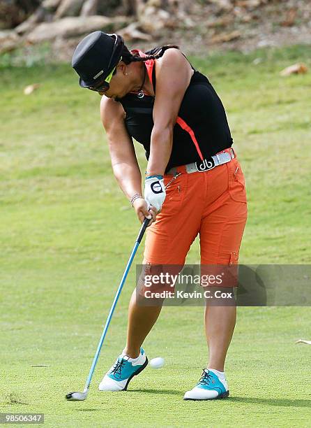 Christina Kim of the United States plays her second shot from the second fairway during the quarterfinals of The Mojo 6 Jamaica LPGA Invitational at...