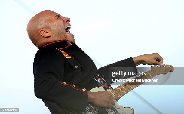 Musician Tom Morello of Street Sweeper Social Club performs during Day 1 of the Coachella Valley Music & Art Festival 2010 held at the Empire Polo...