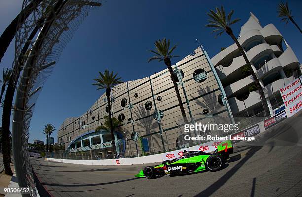 Danica Patrick driver of the Andretti Autosport Dallara Honda during practice for the IndyCar Series Toyota Grand Prix of Long Beach on April 16,...