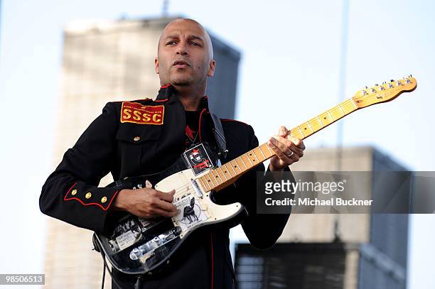 Musician Tom Morello of Street Sweeper Social Club performs during Day 1 of the Coachella Valley Music & Art Festival 2010 held at the Empire Polo...