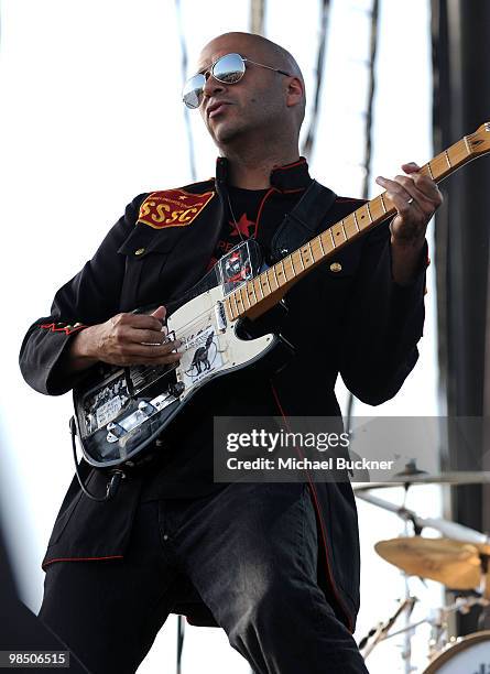 Musician Tom Morello of Street Sweeper Social Club performs during Day 1 of the Coachella Valley Music & Art Festival 2010 held at the Empire Polo...