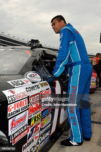 Nur Ali stands next to his car prior to the ARCA Racing Series Rattlesnake 150 at Texas Motor Speedway on April 16, 2010 in Fort Worth, Texas.