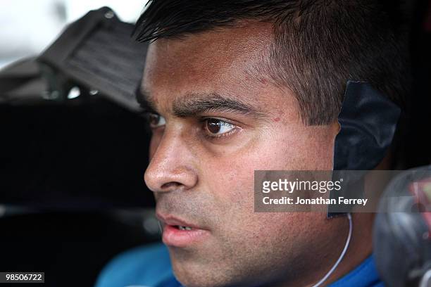 Nur Ali sits in his car prior to the ARCA Racing Series Rattlesnake 150 at Texas Motor Speedway on April 16, 2010 in Fort Worth, Texas.