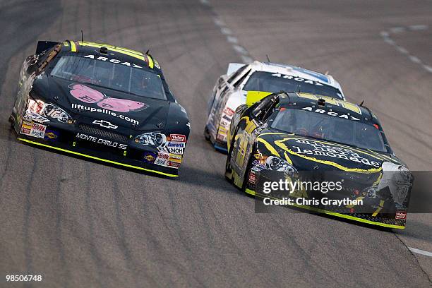 Steve Arpin , driver of the Mike's Hard Lemonade Chevrolet, leads a pack of cars during the ARCA Racing Series Rattlesnake 150 at Texas Motor...