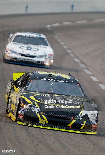 Steve Arpin, driver of the Mike's Hard Lemonade Chevrolet, leads during the ARCA Racing Series Rattlesnake 150 at Texas Motor Speedway on April 16,...