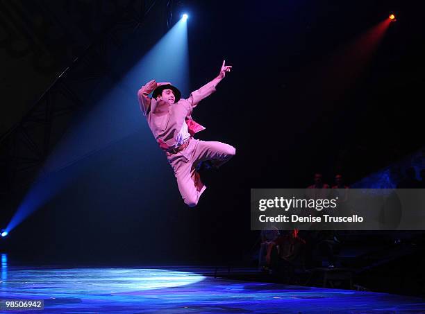 Performers from Cirque Du Soleil and Nevada Ballet perform during a dress rehearsal for the Choreographers' Showcase at the Mystere Theatre at...