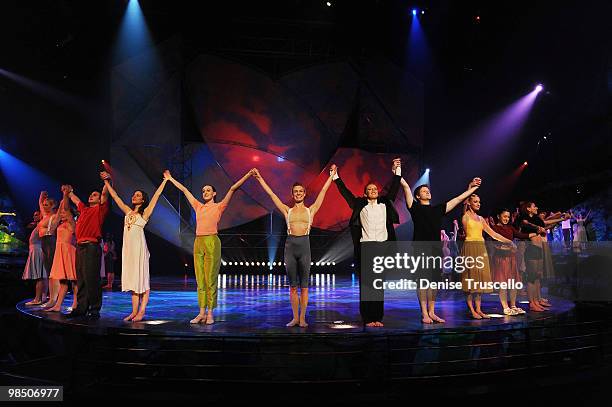 Performers from Cirque Du Soleil and Nevada Ballet perform during a dress rehearsal for the Choreographers' Showcase at the Mystere Theatre at...