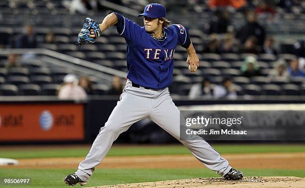 Wilson of the Texas Rangers delivers a pitch against the New York Yankees on April 16, 2010 at Yankee Stadium in the Bronx borough of New York City.