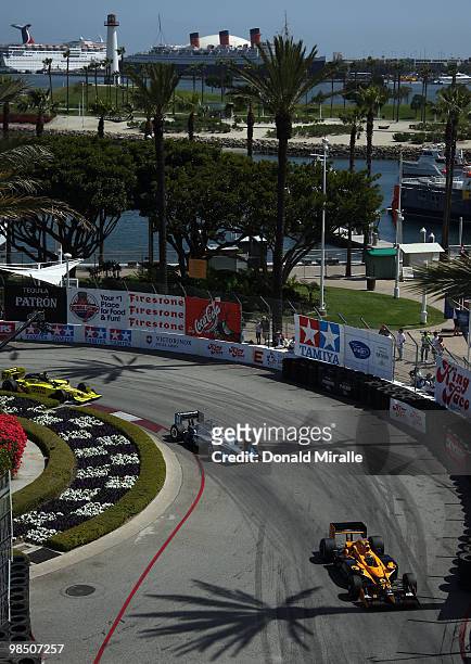 Simona De Silvestro, driver of the HVM Racing Team Stargate Worlds Dallara Honda, drives during practice for the IndyCar Series Toyota Grand Prix of...