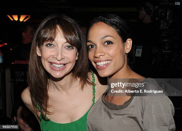 Actresses Illeana Douglas and Rosario Dawson pose during the Children Mending Hearts 3rd Annual "Peace Please" Gala held at The Music Box at the...