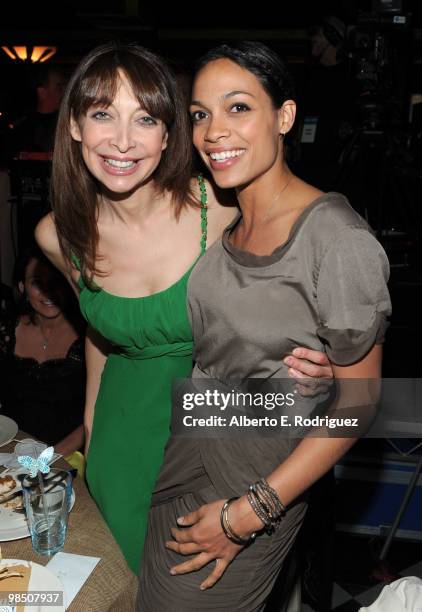 Actresses Illeana Douglas and Rosario Dawson pose during the Children Mending Hearts 3rd Annual "Peace Please" Gala held at The Music Box at the...