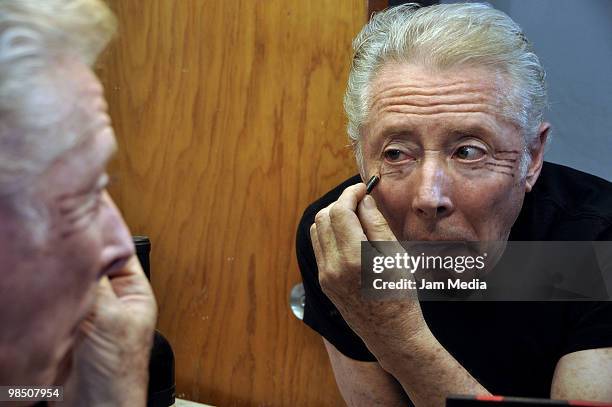 Actor Arsenio Campos prepares himself backstage of the play ?Agosto? at San Rafael Theater on April 16, 2010 in Mexico City, Mexico.