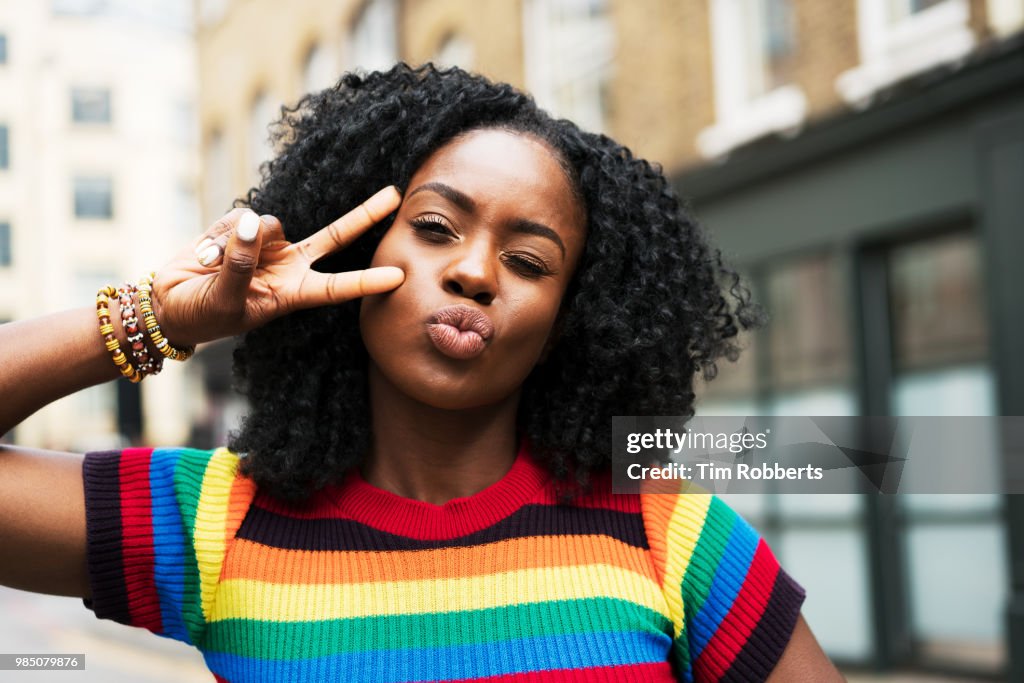 Woman posing for social media.