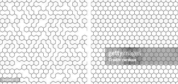 set of  seamless contour  hexagon background - comb stock illustrations