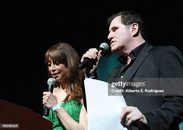 Actress Illeana Douglas and actor Richard Kind on stage during the Children Mending Hearts 3rd Annual "Peace Please" Gala held at The Music Box at...