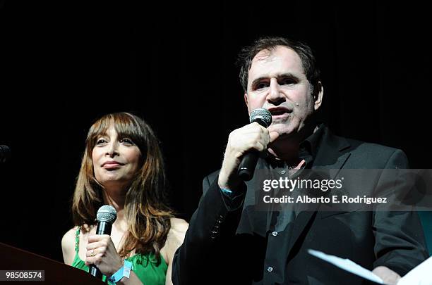 Actress Illeana Douglas and actor Richard Kind on stage during the Children Mending Hearts 3rd Annual "Peace Please" Gala held at The Music Box at...